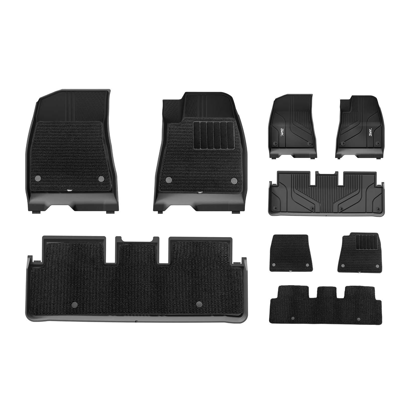 3W Custom Car Floor Mats All Weather Double Layer Carpeted Floor Liners for 2024 New Model 3 Highland RHD 3w