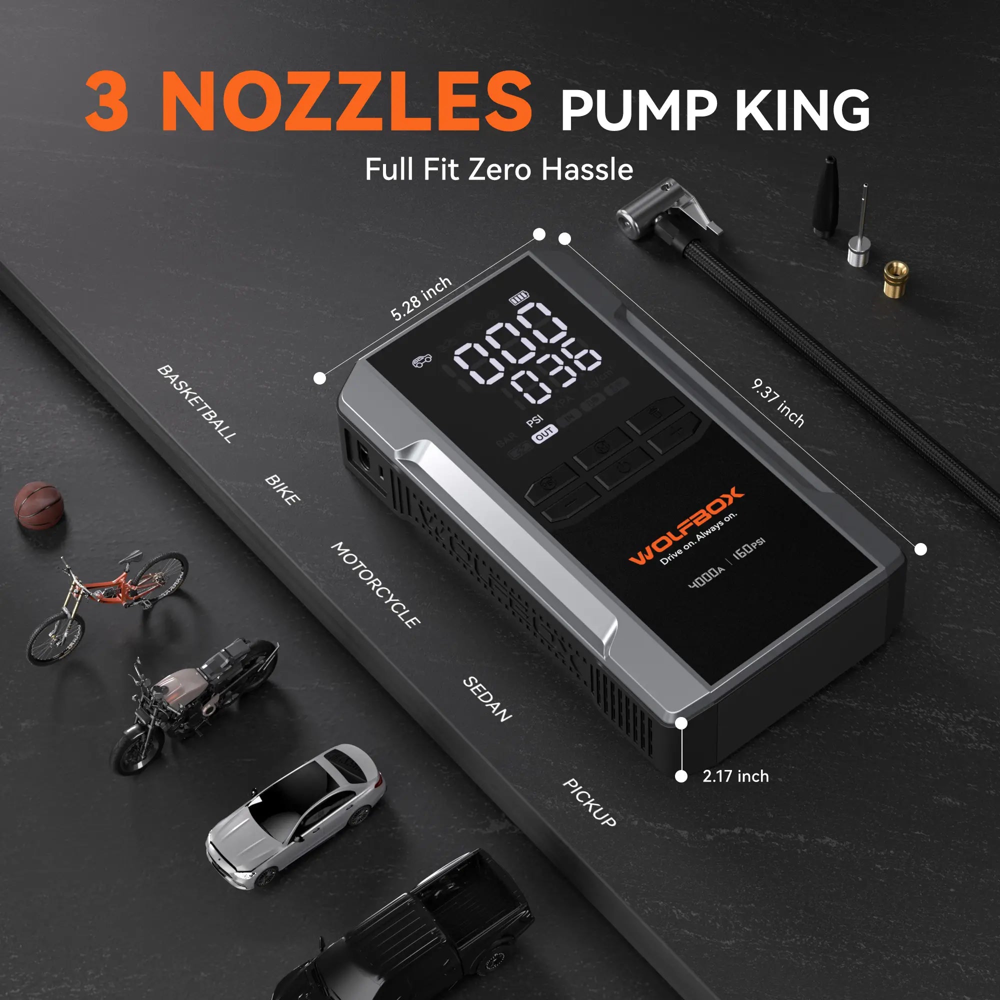 Jump Starter with Air Compressor 4-in-1 | Wolfbox MegaVolt 24Air