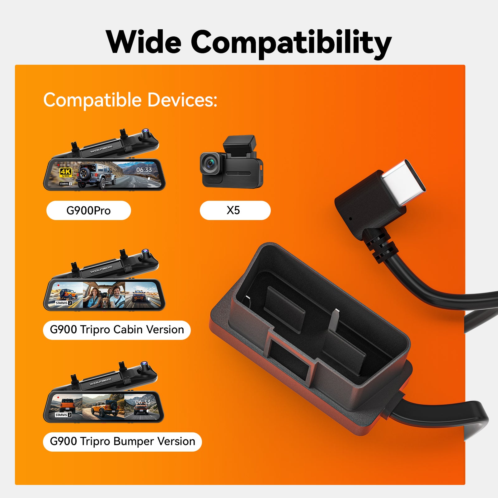 WOLFBOX Dashcam Multifunctional Hardwire Kit for G900TriPro