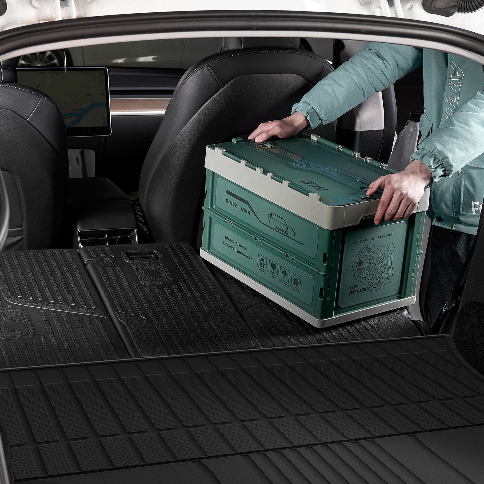 3W Custom Car Mats All Weather Back Seat Cover for 2021-2024 Tesla Model Y 3w