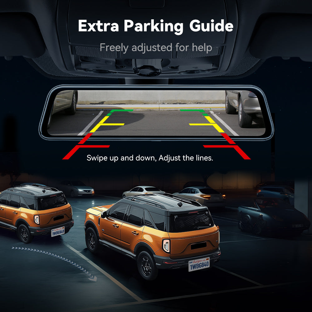 WOLFBOX G840S 12″ 4K 2160P Full HD Mirror Dash Cam Smart Rear View Camera Mirror