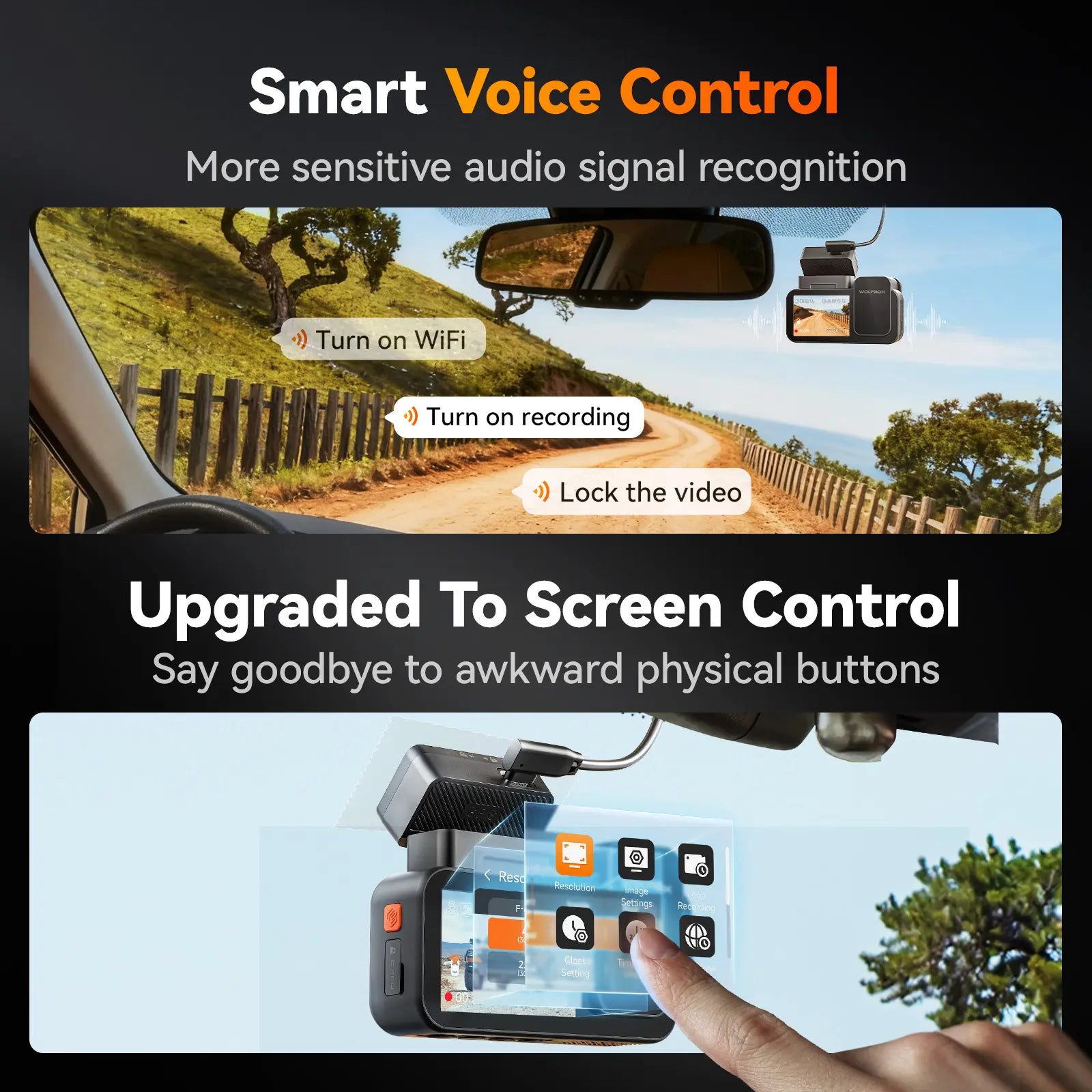 Wolfbox X5 Duo 4K+2.5K STARVIS 2 IMX678 Front and Rear MIni Dash Cam