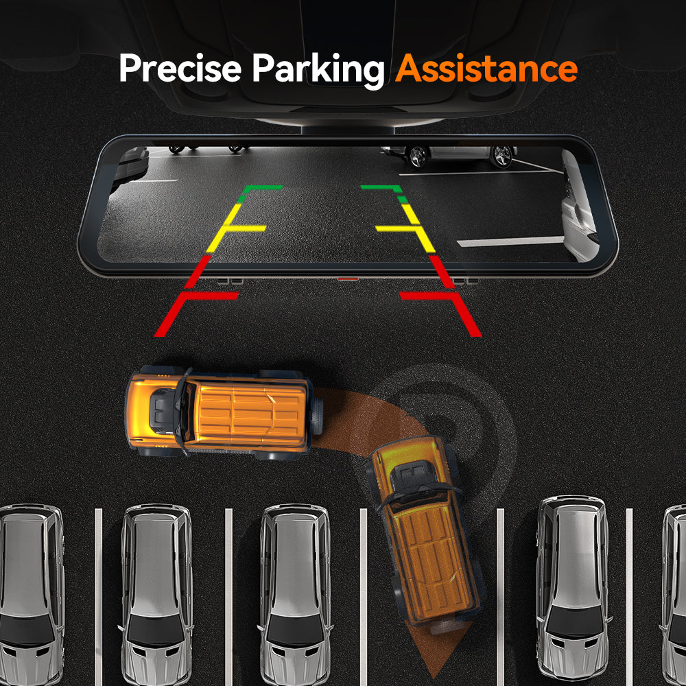 WOLFBOX G900Pro Touch Screen 12MP WiFi Rear View Mirror Dash Cam