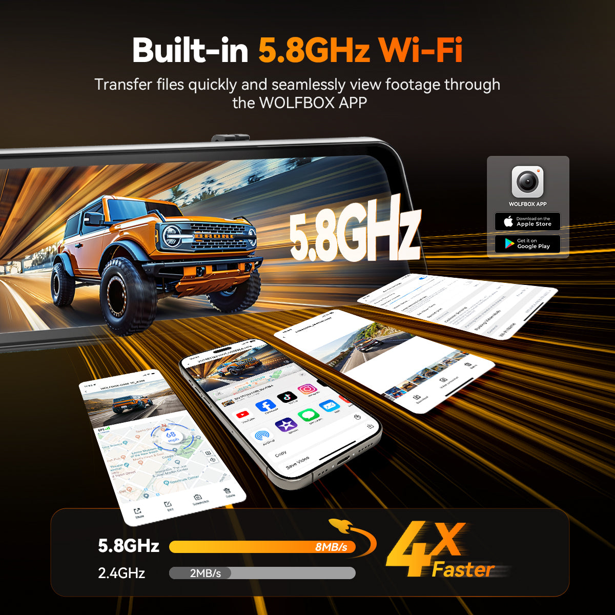 G900 TriPro 4K+2.5K+1080P 3 Channel Cabin Monitor Mirror Dash Cam