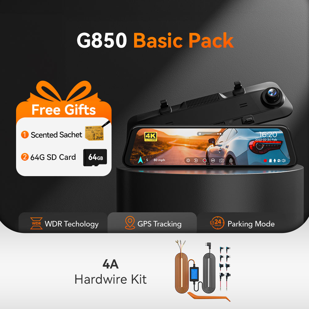 WOLFBOX G850 Rearview Mirror Backup Camera Dash Cam