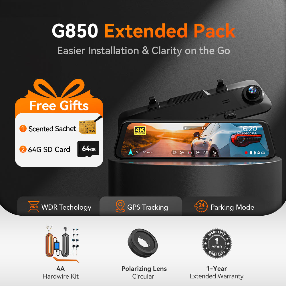 WOLFBOX G850 Rearview Mirror Backup Camera Dash Cam