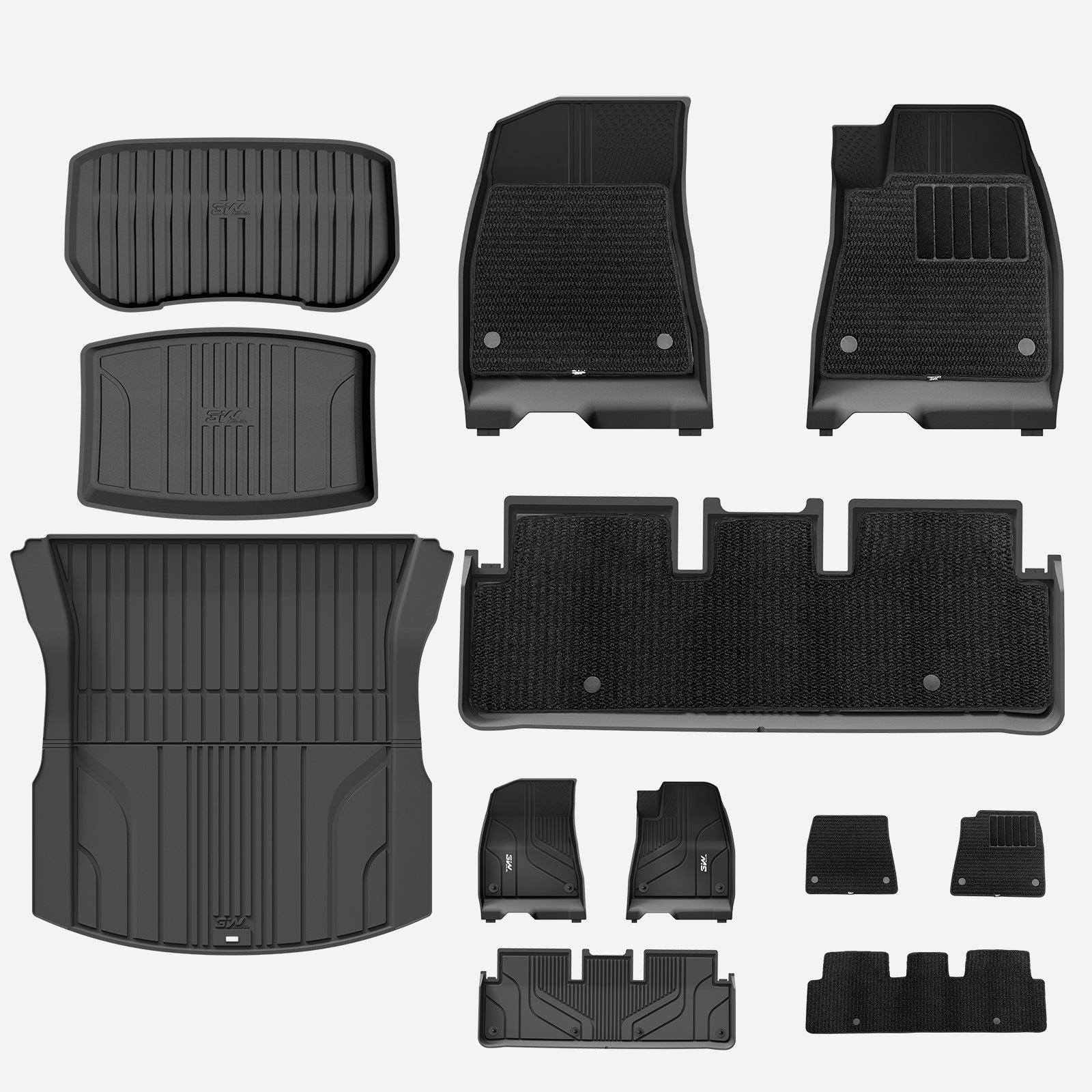 3W Custom Car Floor Mats All Weather Boot Liners, Storage Liner and Double Layer Carpeted Floor Liners for 2024 New Model 3 Highland RHD 3w