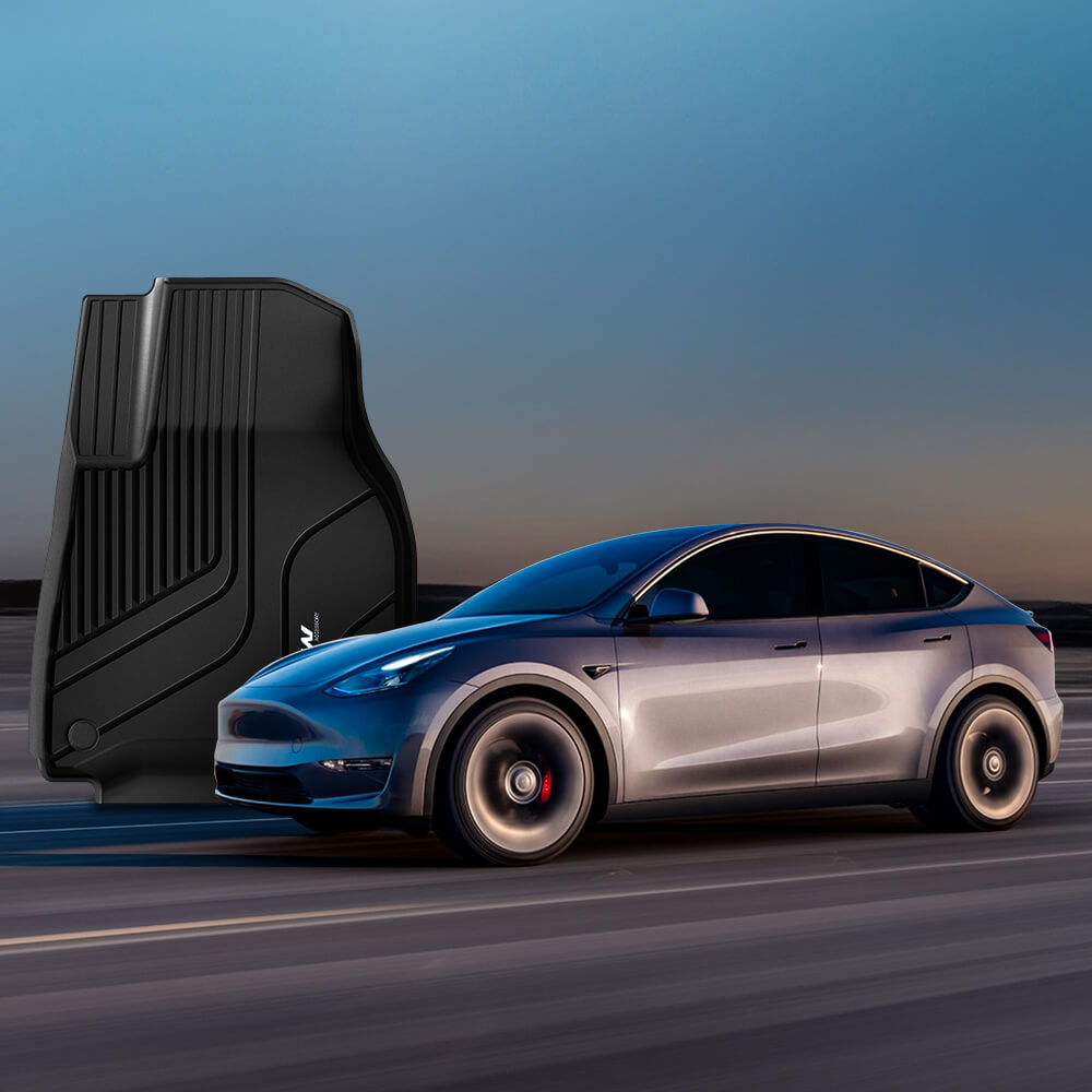 3W Custom Car Floor Mats All Weather Floor Liners, Boot Liners and Storage Liner for Tesla Model Y 2021-2024 RHD 3w