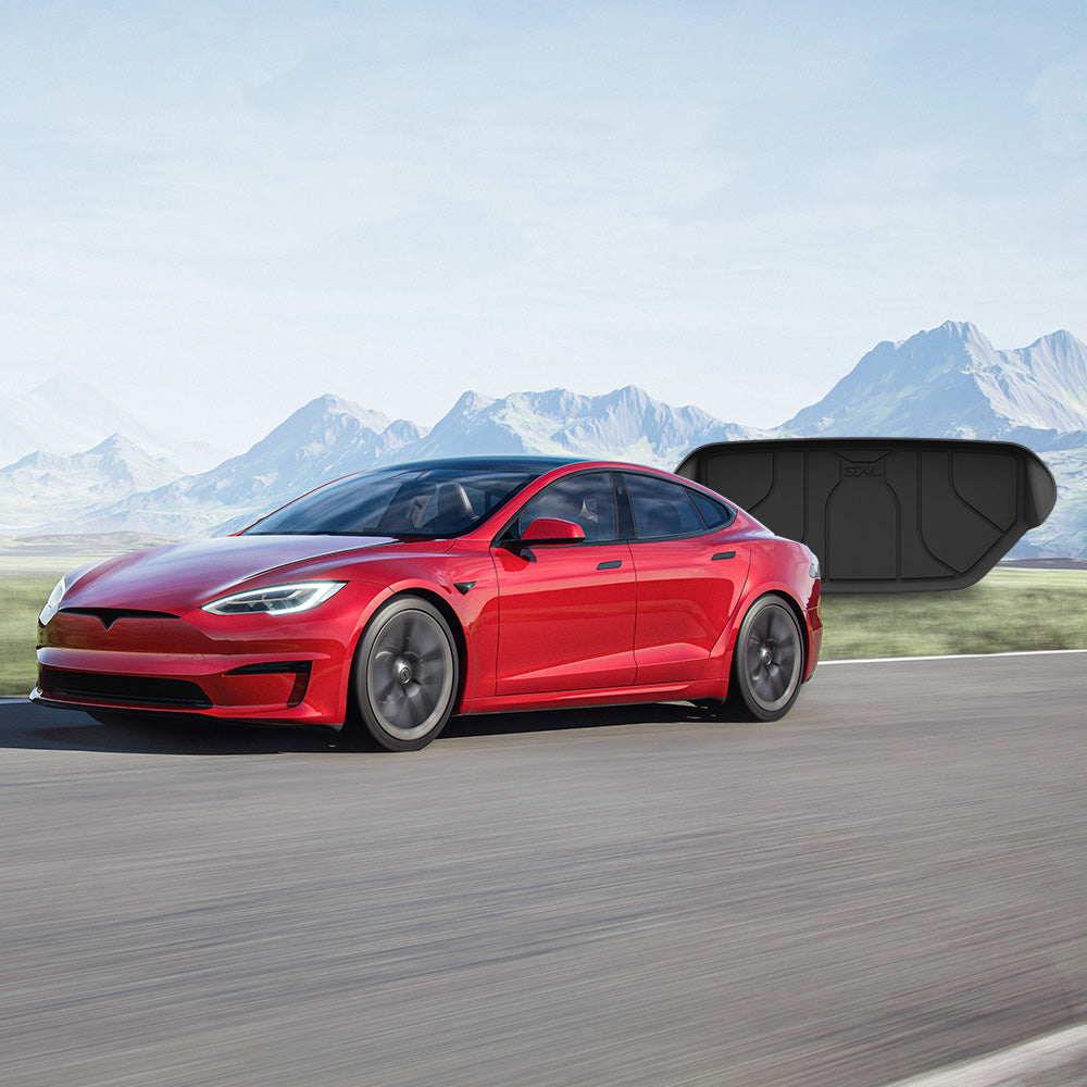 3W Custom Front Trunk Mat and Lower Boot Mat All Weather Cargo Liner for Tesla Model S 2023-2024 3w