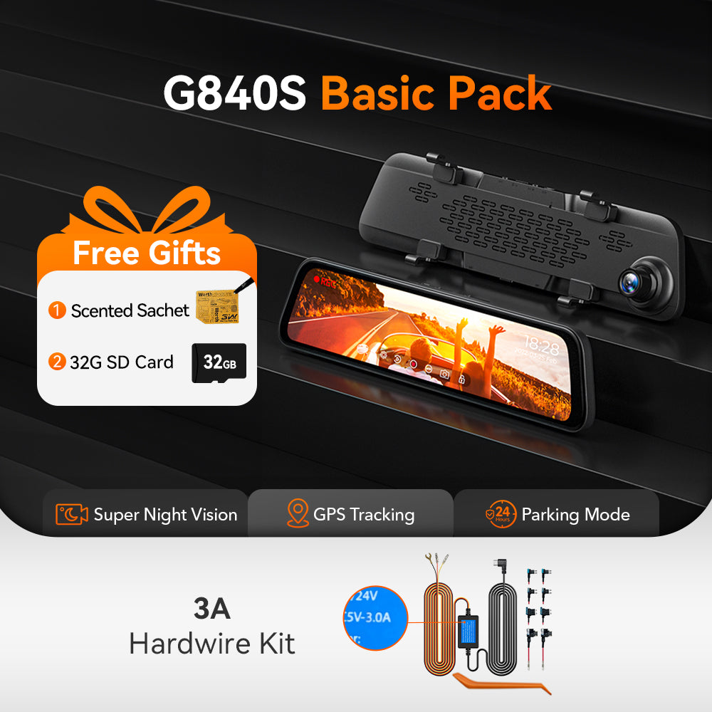 WOLFBOX G840S 12″ 4K Mirror Dash Cam 2160P Full HD Smart Rear View Camera Mirror Dash Cam