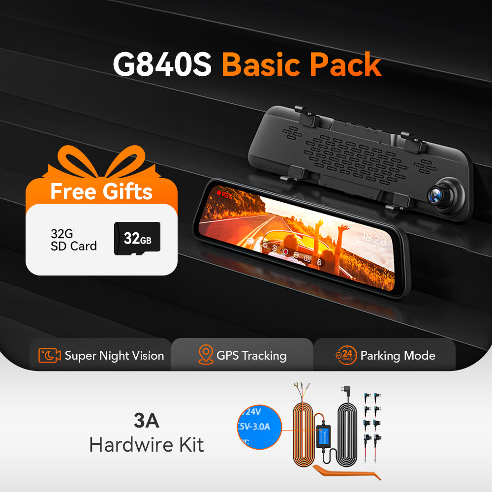 WOLFBOX G840S 12″ 4K 2160P Full HD Mirror Dash Cam Smart Rear View Camera Mirror