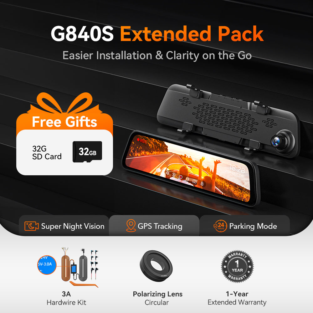 WOLFBOX G840S 12″ 4K 2160P Full HD Mirror Dash Cam Smart Rear View Camera Mirror