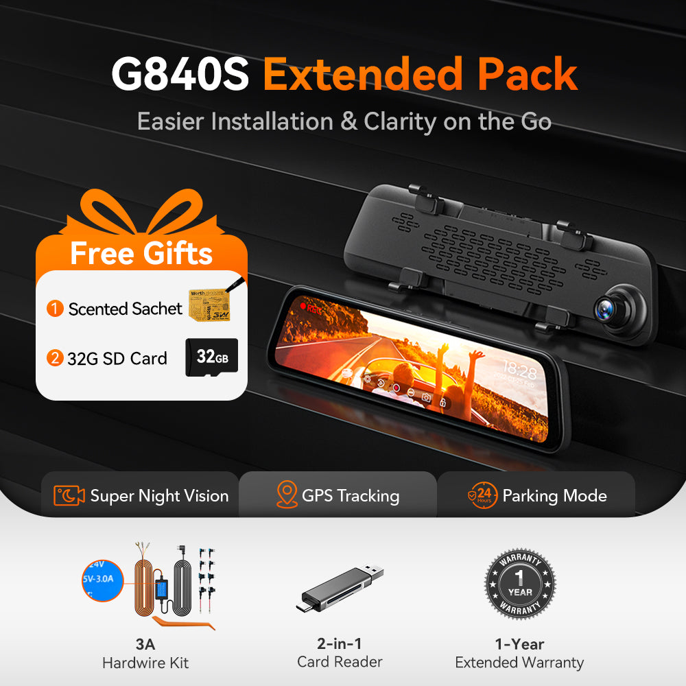 WOLFBOX G840S 12″ 4K Mirror Dash Cam 2160P Full HD Smart Rear View Camera Mirror Dash Cam