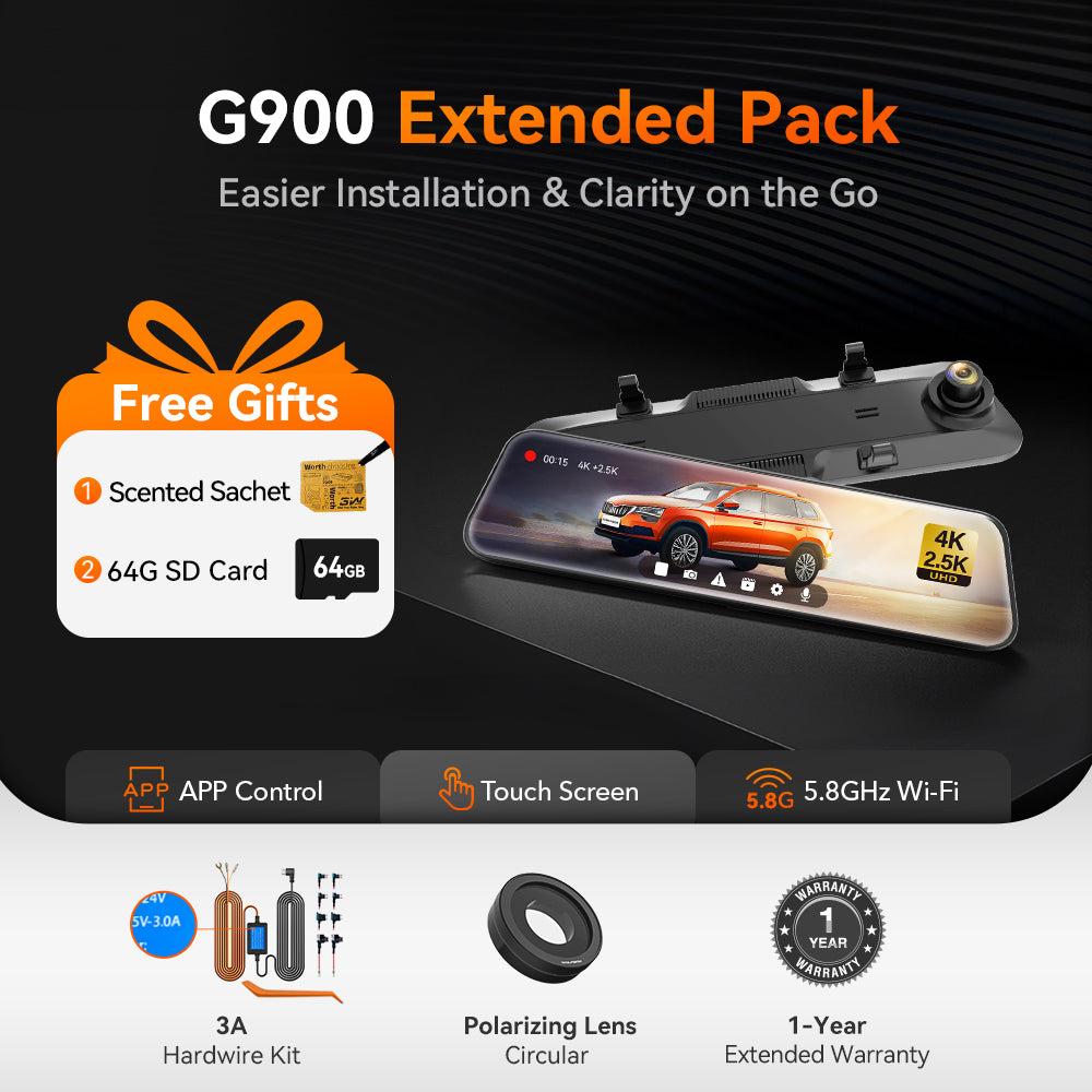 WOLFBOX G900 4K+2.5K Parking Monitoring Touch Screen Mirror