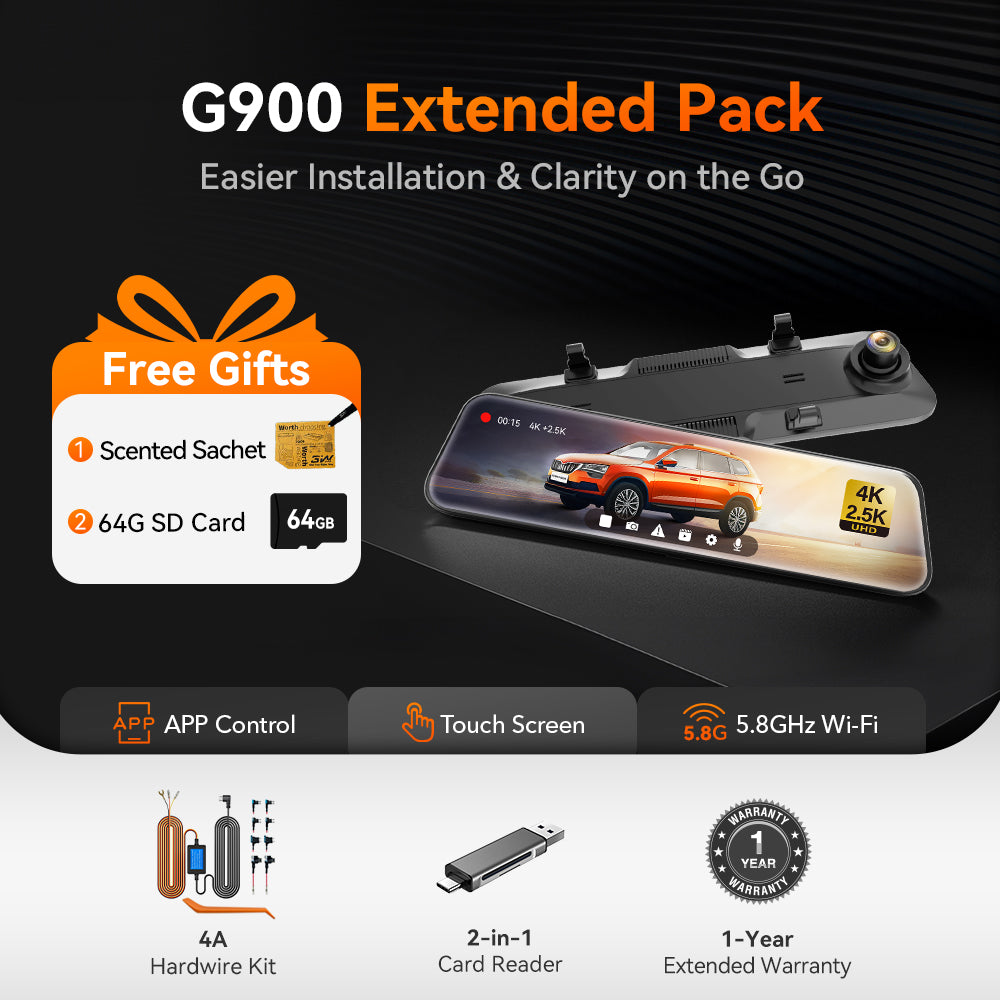 WOLFBOX G900 4K+2.5K Parking Monitoring Touch Screen Smart Mirror