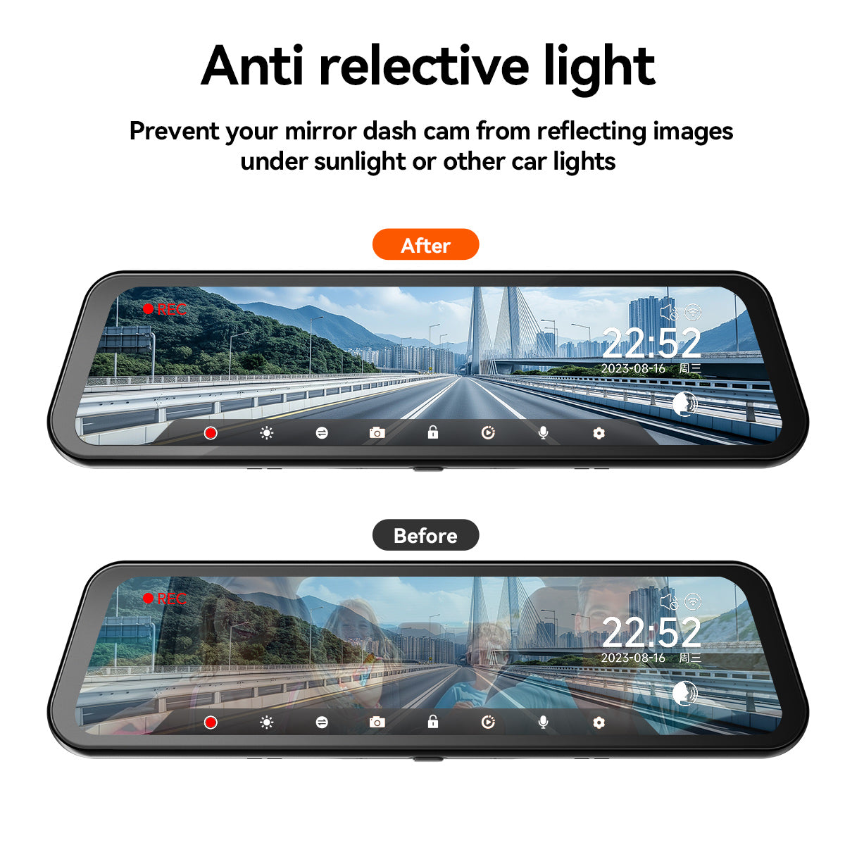 WOLFBOX 12inch Anti-Glare Film for G900PRO/G900Tripro Mirror Camera