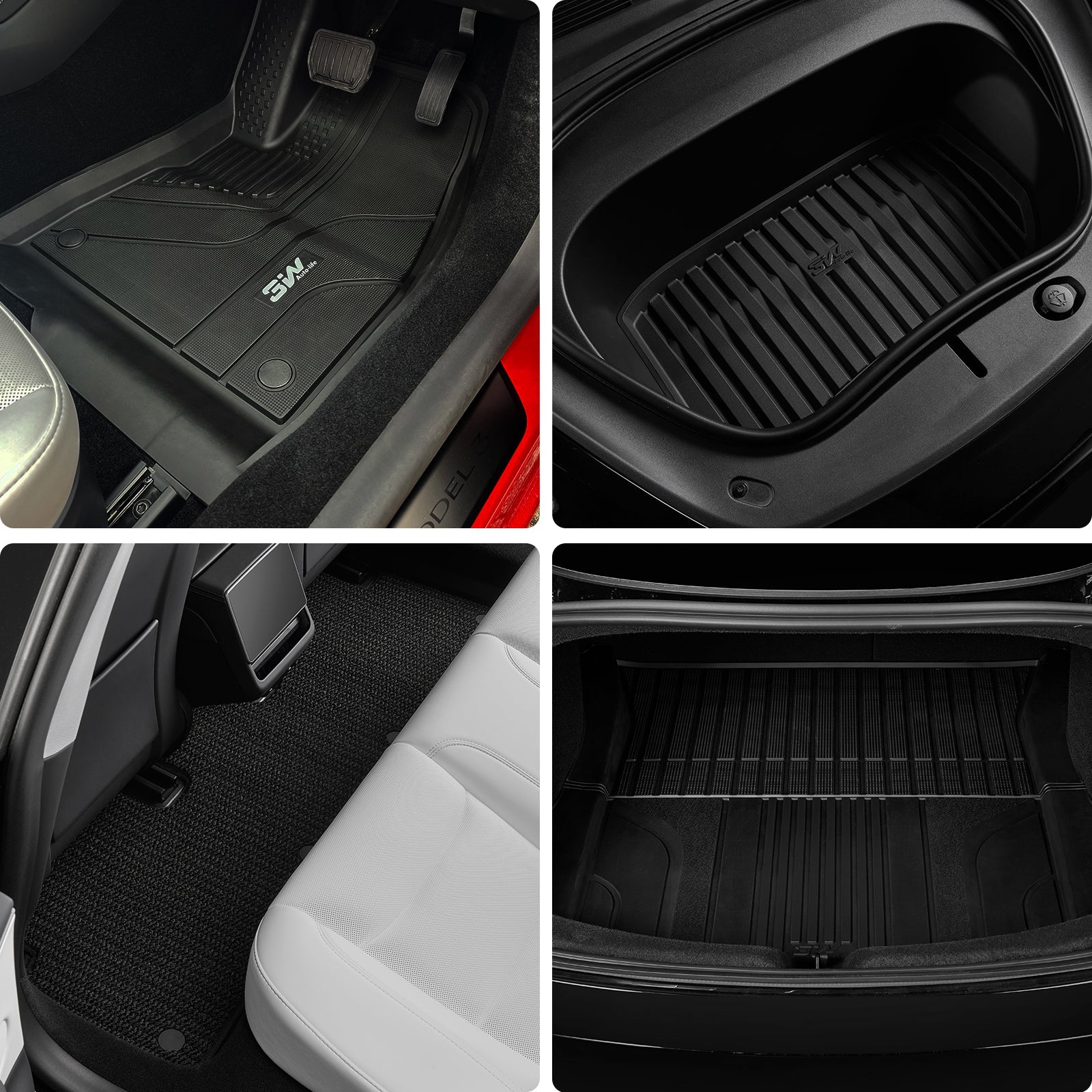 3W Custom Car Floor Mats All Weather Boot Liners, Storage Liner and Double Layer Carpeted Floor Liners for 2024 New Model 3 Highland RHD 3w