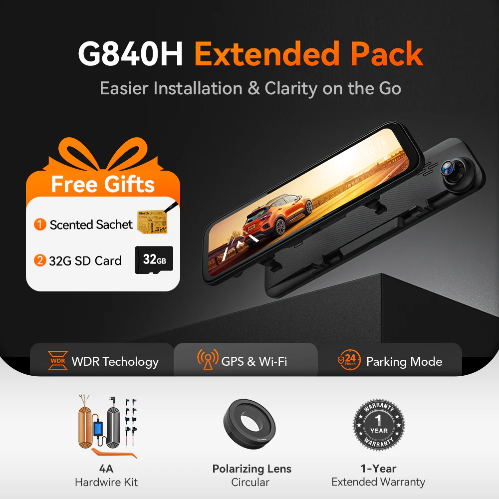 WOLFBOX G840H Rear View Mirror Dash Cam