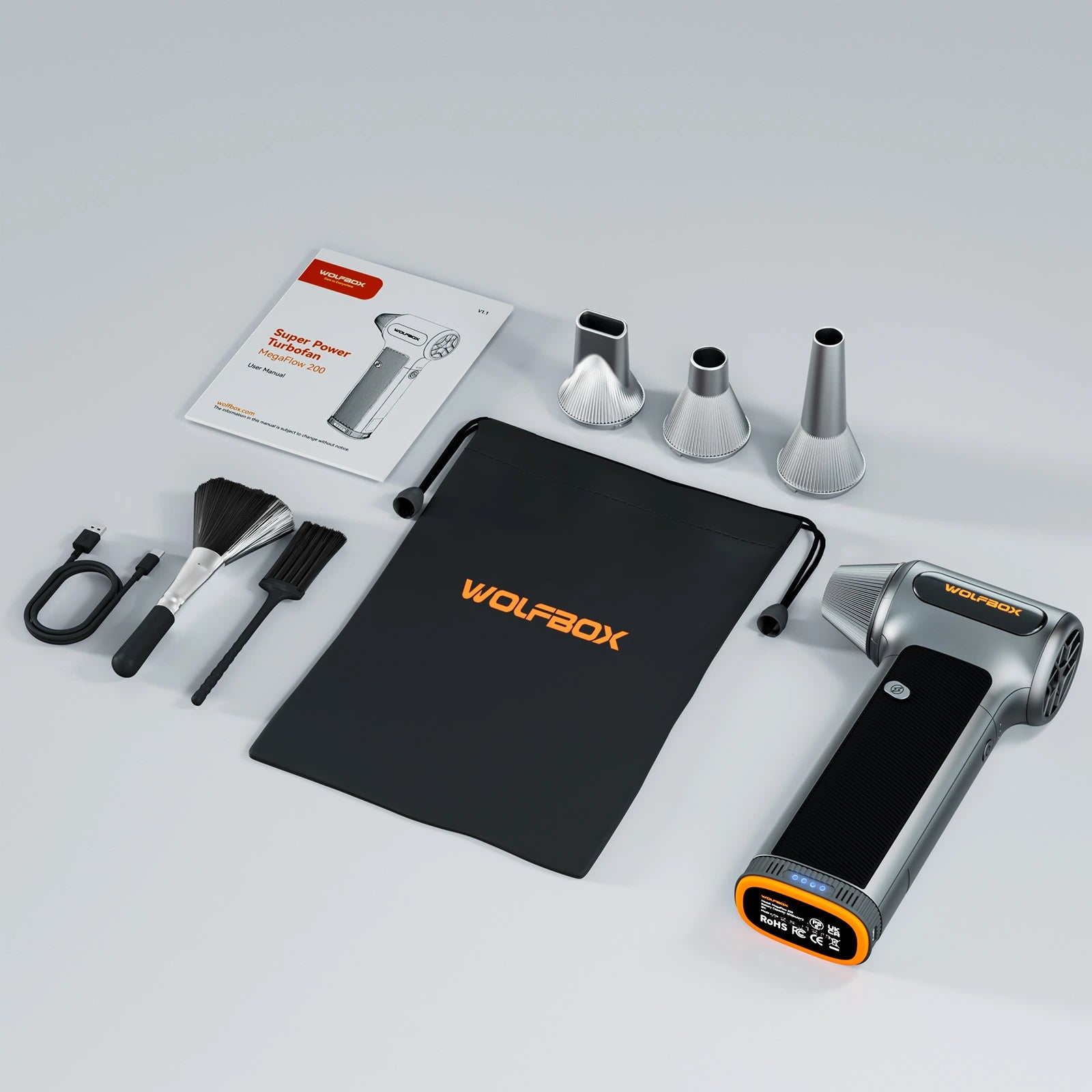 WOLFBOX MF200 Compressed Air Duster - Swappable Battery Cartridge