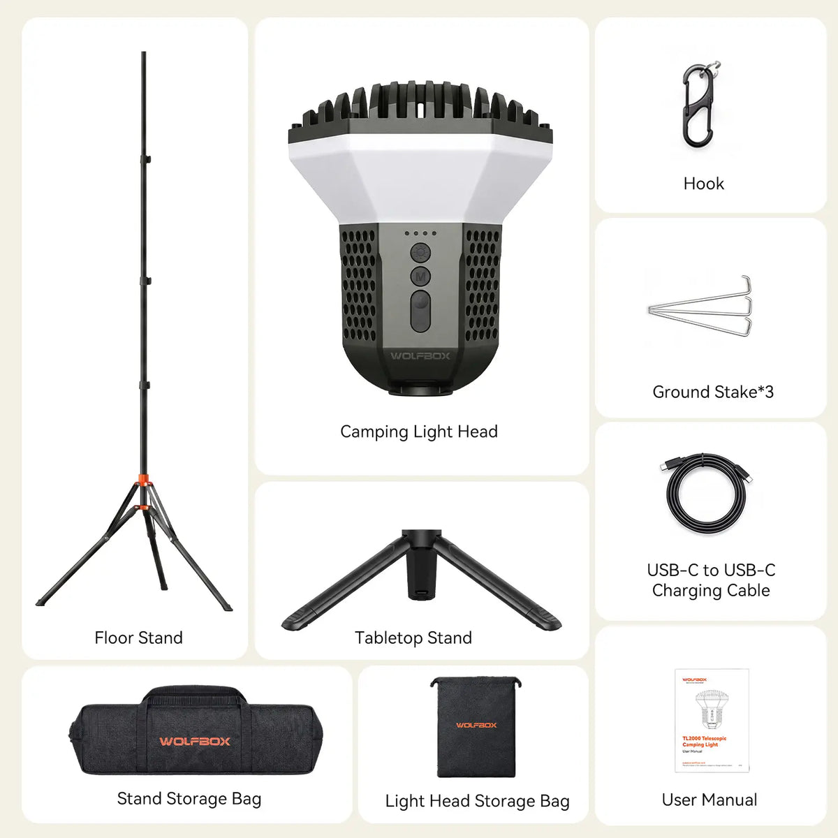 Wolfbox TL2000 Telescopic Camping Light