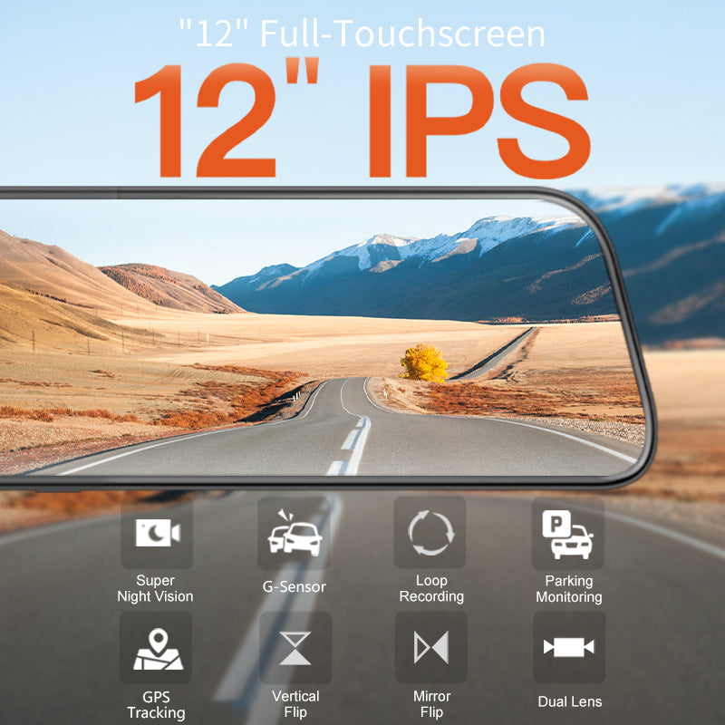 WOLFBOX G840S 12″ 4K Mirror Dash Cam 2160P Full HD Smart Rear View Camera Mirror Dash Cam camera wolfboxdashcamera