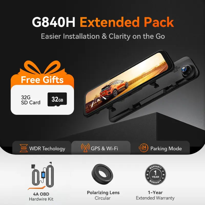 WOLFBOX G840H Rear View Mirror Dash Cam