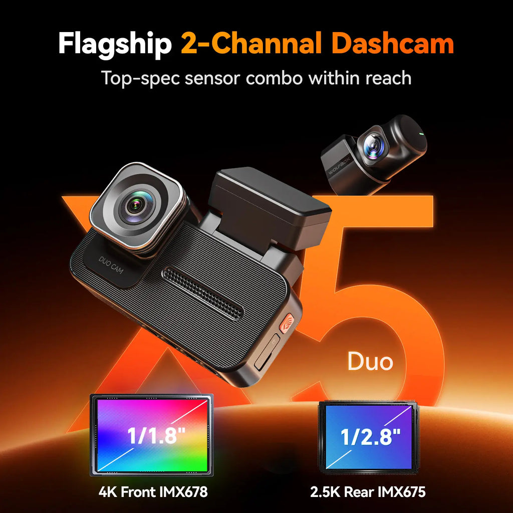 X5 Duo 4K+2.5K STARVIS 2 IMX678 Front Rear MIni Dash Cam