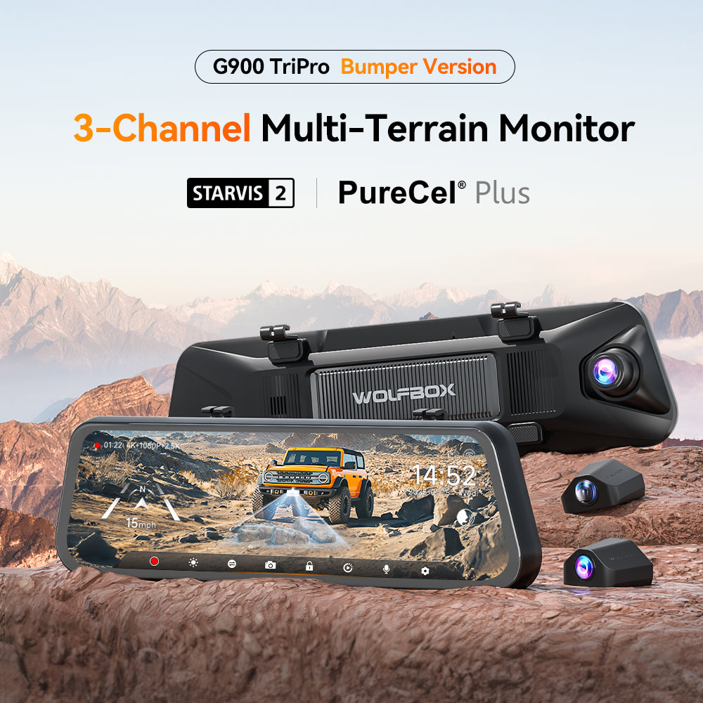 G900TriPro Bumper Version 3 Channel Rearview Mirror Camera