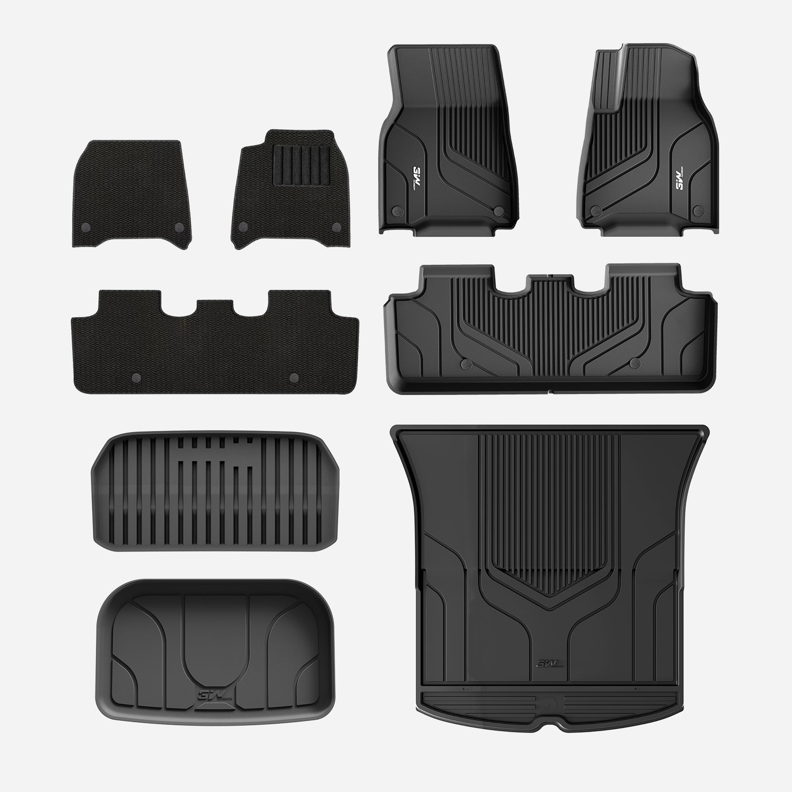 3W Custom Car Floor Mats All Weather Boot Liners, Storage Liner and Double Layer Carpeted Floor Liners for Tesla Model Y 2021-2024 RHD  3w   