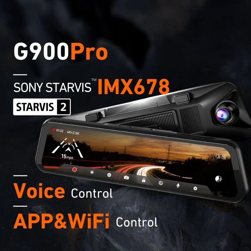 G900Pro 12MP WiFi Touch Screen Rear View Mirror Dash Cam