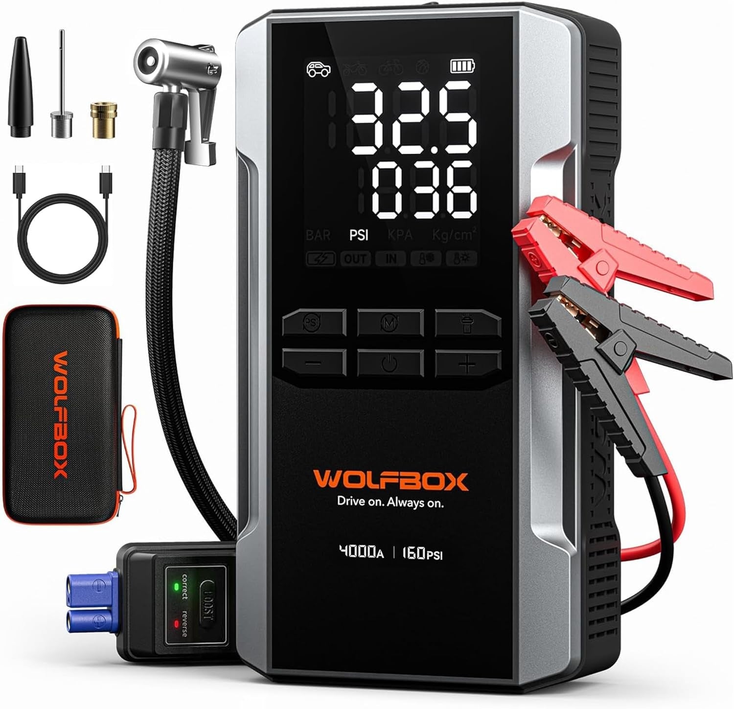Wolfbox MegaVolt 24Air | Jump Starter with Air Compressor 4-in-1