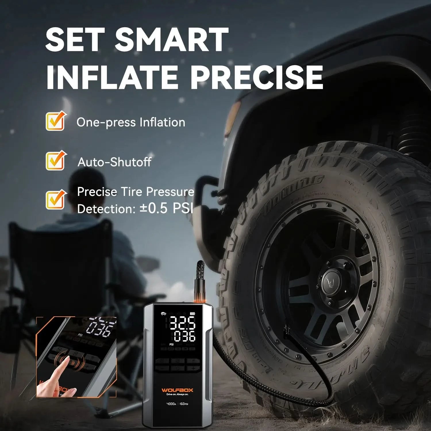 Jump Starter with Air Compressor 4-in-1 | Wolfbox MegaVolt 24Air