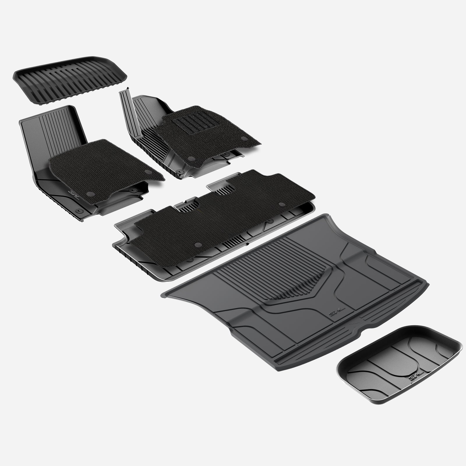 3W Custom Car Floor Mats All Weather Boot Liners, Storage Liner and Double Layer Carpeted Floor Liners for Tesla Model Y 2021-2024 RHD  3w   