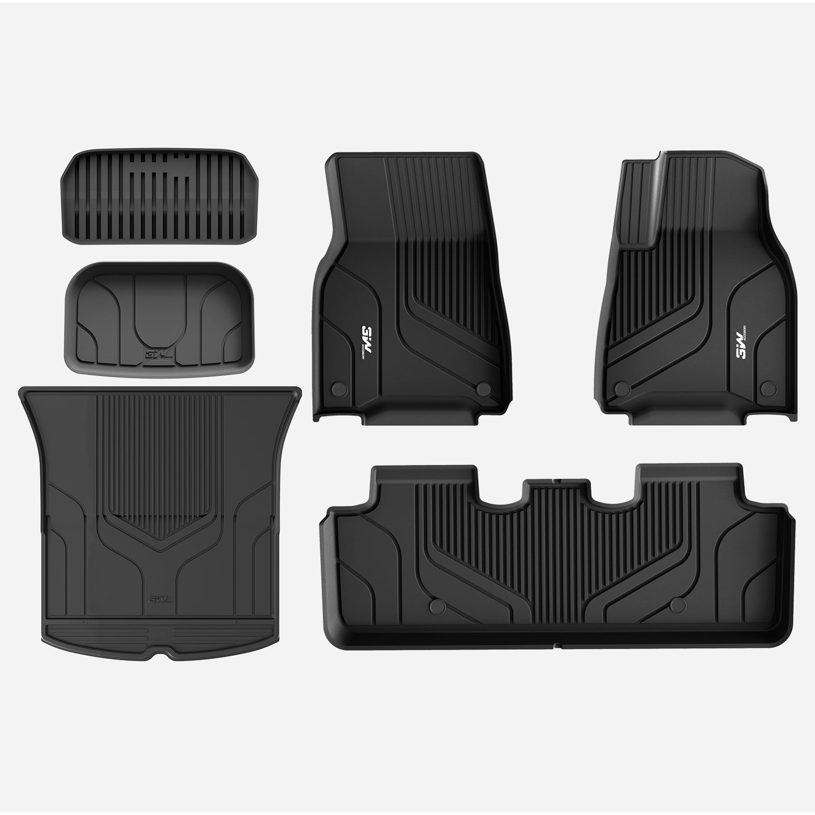 3W Custom Car Floor Mats All Weather Floor Liners, Boot Liners and Storage Liner for Tesla Model Y 2021-2024 RHD  3w   