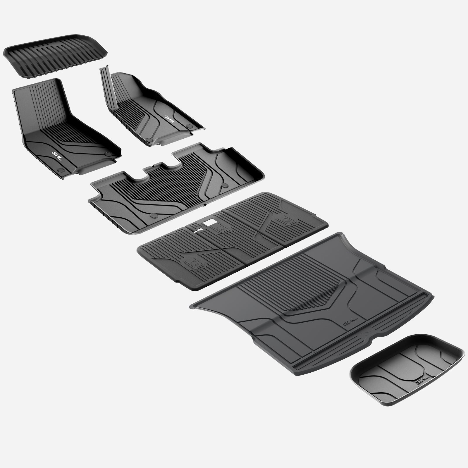 3W Custom Car Floor Mats All Weather Floor Liners, Boot Liners and Back Seat Cover Full set 9PCS for Tesla Model Y 2021-2024 RHD  3w   