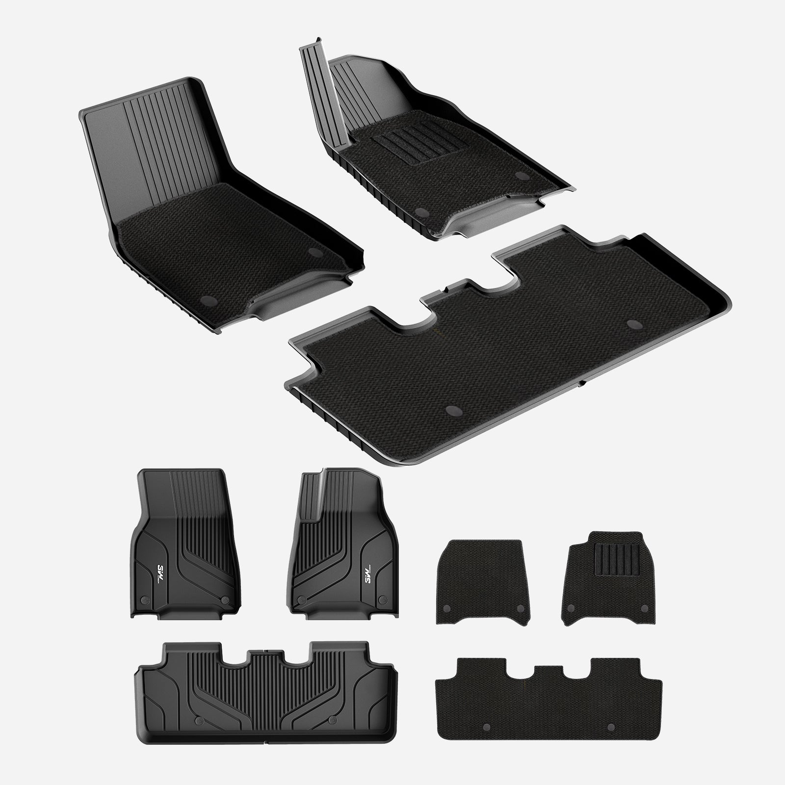 3W Custom Car Floor Mats All Weather Boot Liners, Storage Liner and Double Layer Carpeted Floor Liners for Tesla Model Y 2021-2024 RHD  3w   