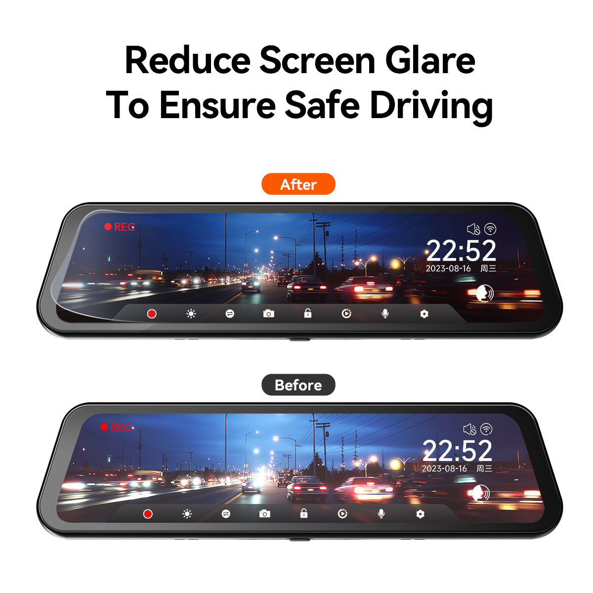 WOLFBOX 12inch Anti-Glare Film for G900PRO/G900Tripro Mirror Camera