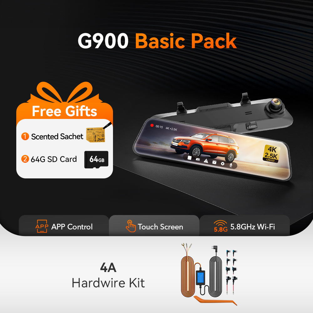 WOLFBOX G900 4K+2.5K Parking Monitoring Touch Screen Smart Mirror