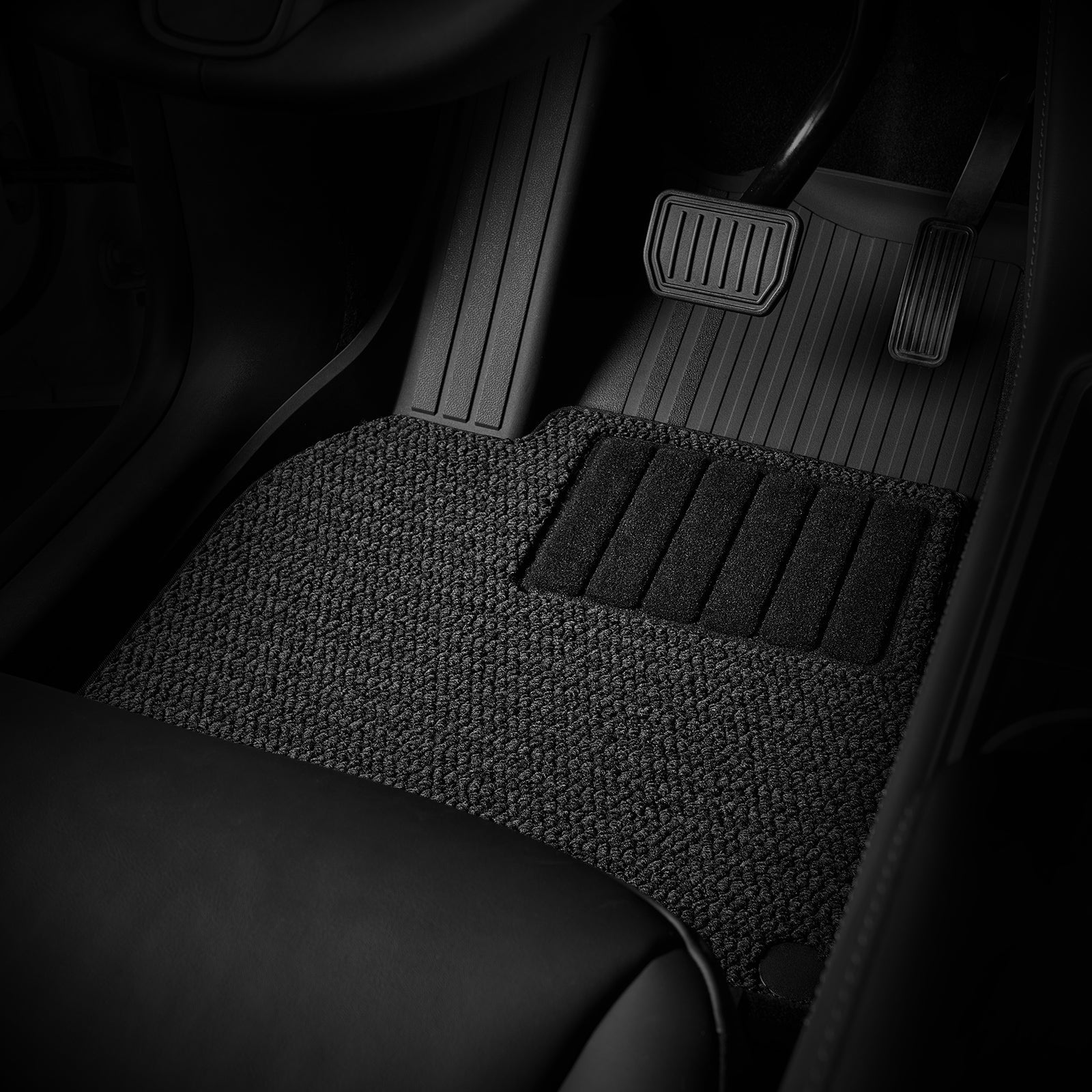 3W Custom Car Floor Mats All Weather Boot Liners, Storage Liner and Double Layer Carpeted Floor Liners for Tesla Model Y 2021-2024 RHD  3w   