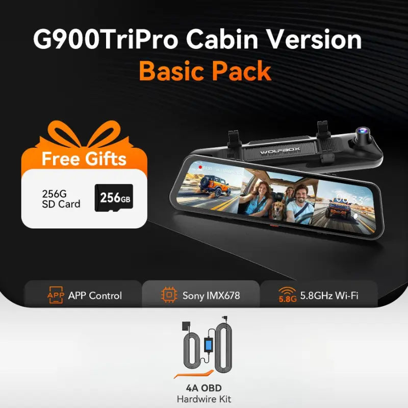 G900TriPro 4K+2.5K+1080P 3 Channel Cabin Monitor Mirror Dash Cam