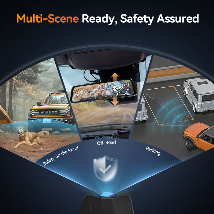 WOLFBOX G900TriPro Bumper Version 3 Channel Rearview Mirror Camera