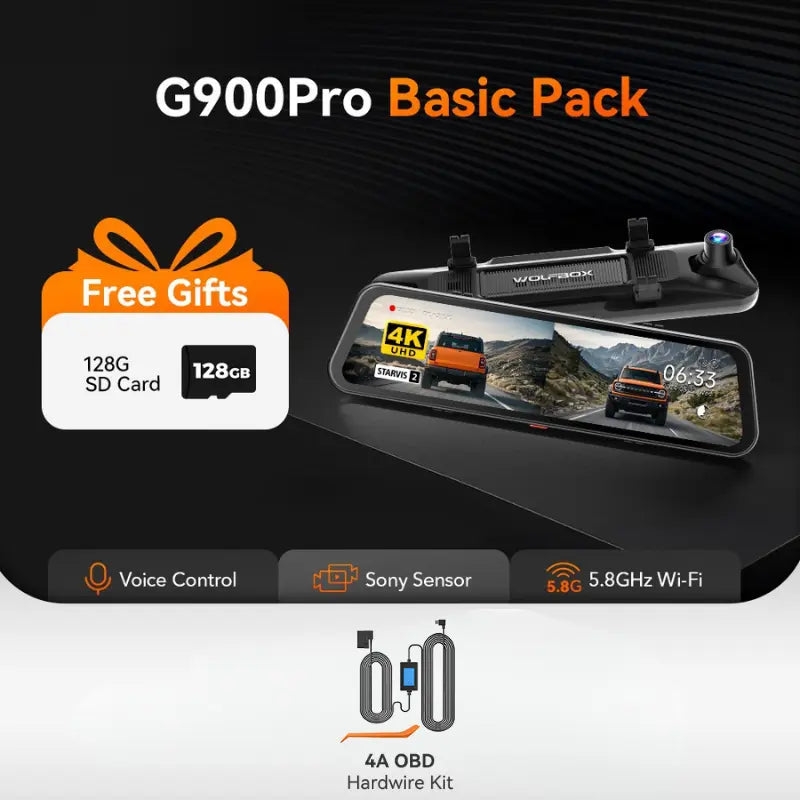 WOLFBOX G900Pro Smart Rear View Mirror Dash Cam & Backup Camera