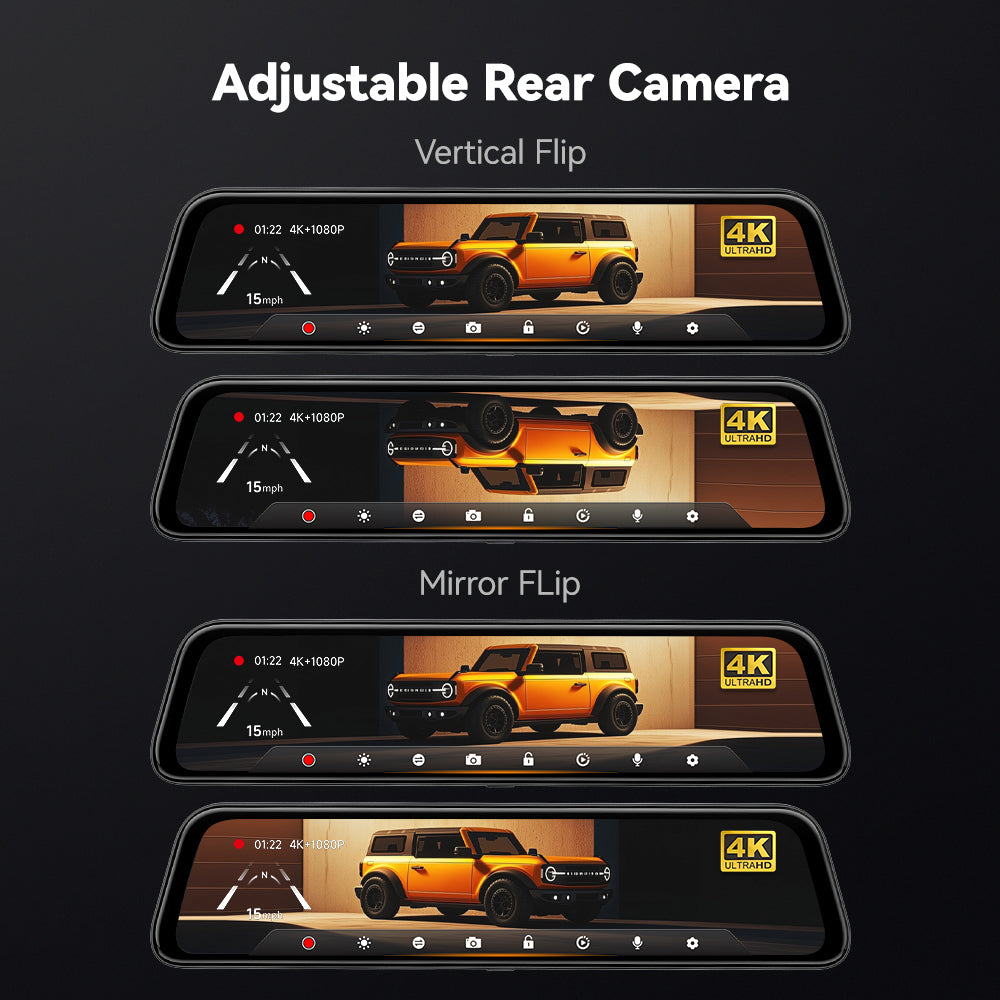 WOLFBOX G840S 12″ 4K 2160P Full HD Mirror Dash Cam Smart Rear View Camera Mirror