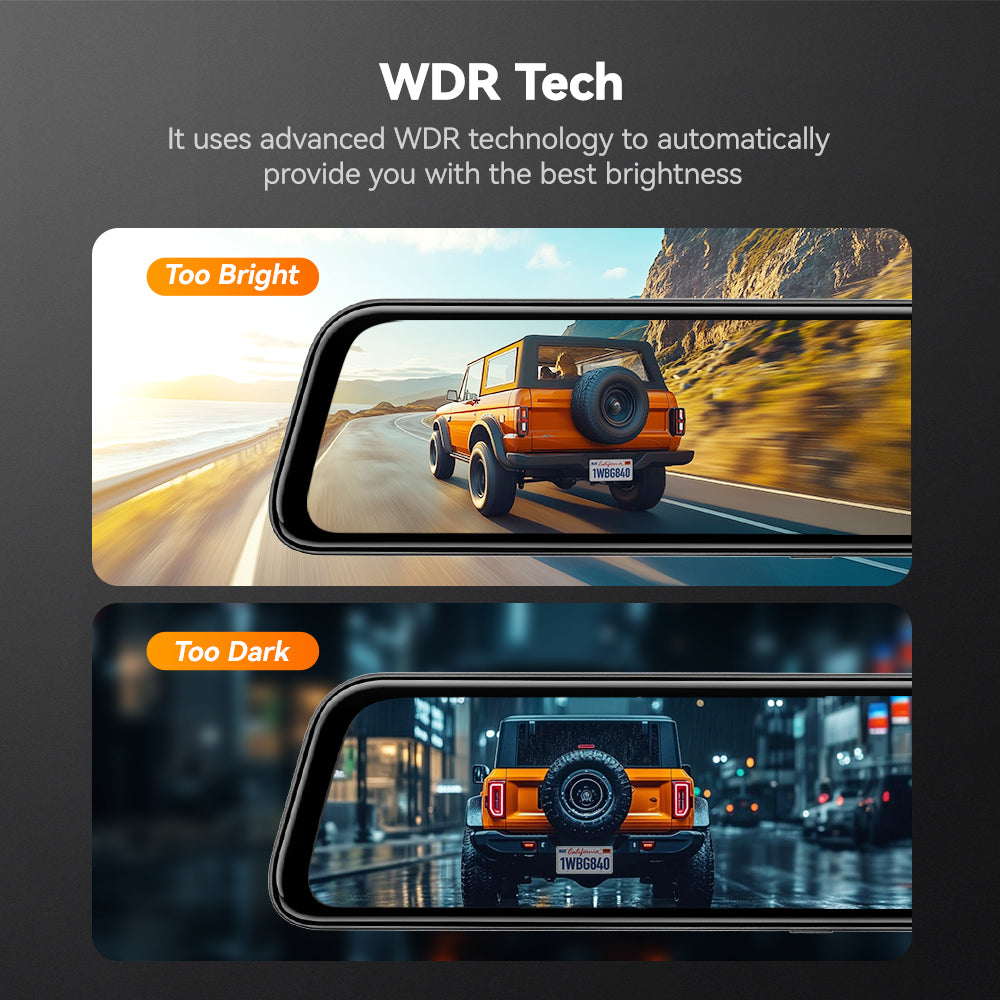 WOLFBOX G840S 12″ 4K 2160P Full HD Mirror Dash Cam Smart Rear View Camera Mirror