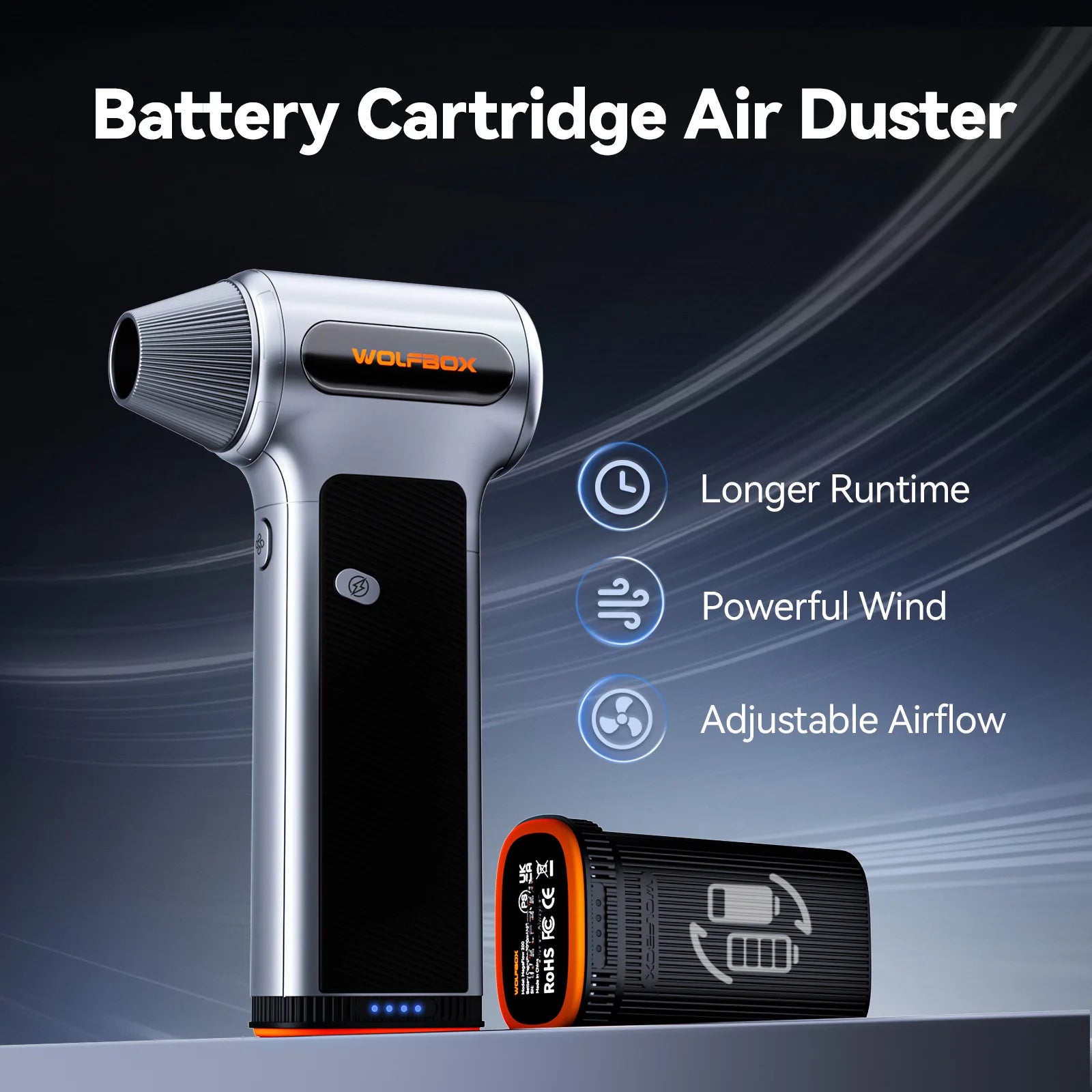 WOLFBOX MF200 Compressed Air Duster - Swappable Battery Cartridge