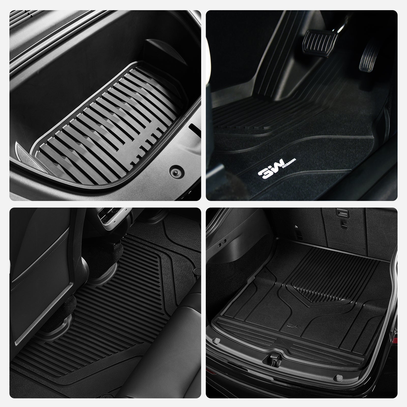 3W Custom Car Floor Mats All Weather Floor Liners, Boot Liners and Storage Liner for Tesla Model Y 2021-2024 RHD  3w   