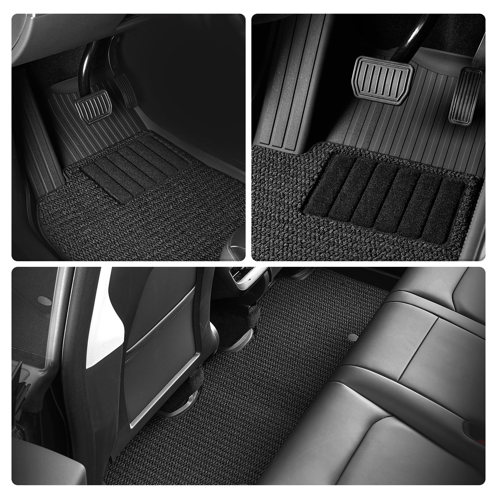 3W Custom Car Floor Mats All Weather Double Layer Carpeted Floor Liners for Tesla Model Y 2021-2024 RHD  3w   