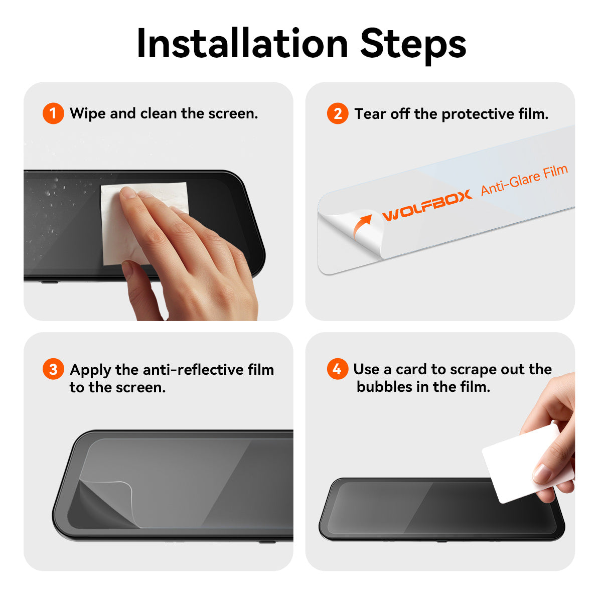 WOLFBOX 12inch Anti-Glare Film for G900PRO/G900Tripro Mirror Camera