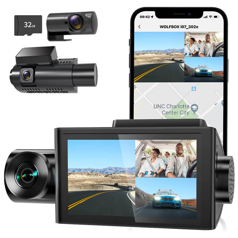 i07 3 Channel 2.5K+1080P+1080P Dashboard Recorder Built GPS WiFi