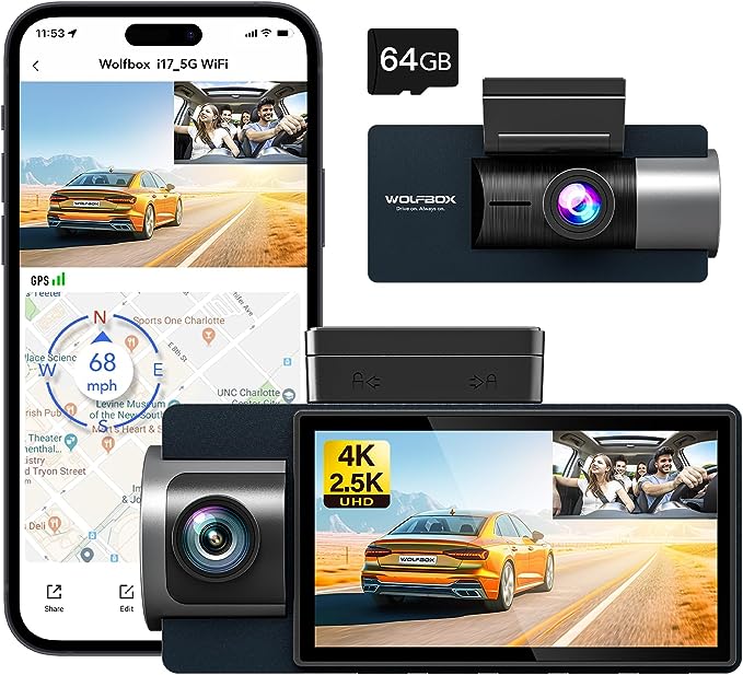 i17 4K+2.5K WiFi Super IR Night Vision Dash Cam